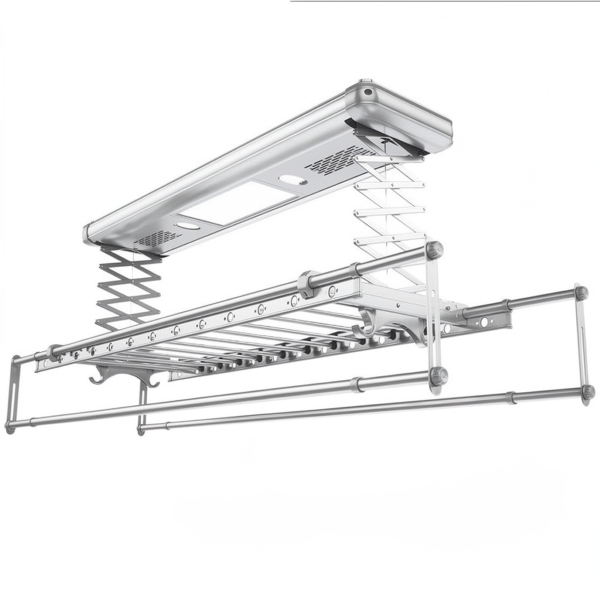 Étendoir à Linge de Plafond Électrique Motorisé Télécommande 38 kg LED UV Chauffage PTC