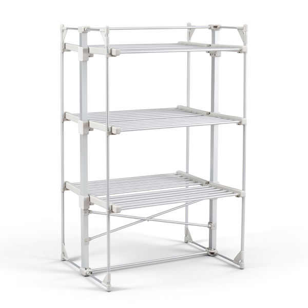 Tour Chauffante Linge 36 Barres 3 Niveaux Carré 400W Espace Séchage 26m