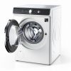 tambour ouvert du seche linge slim a capacite de 9kg en blanc