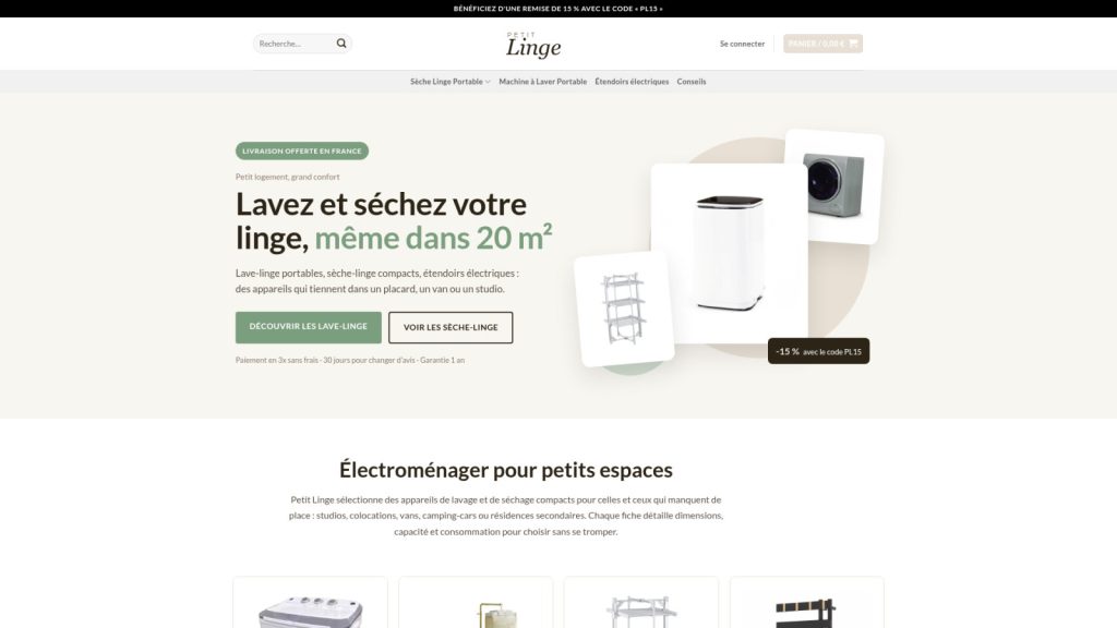 Lave-linge et sèche-linge compacts installés dans un petit espace